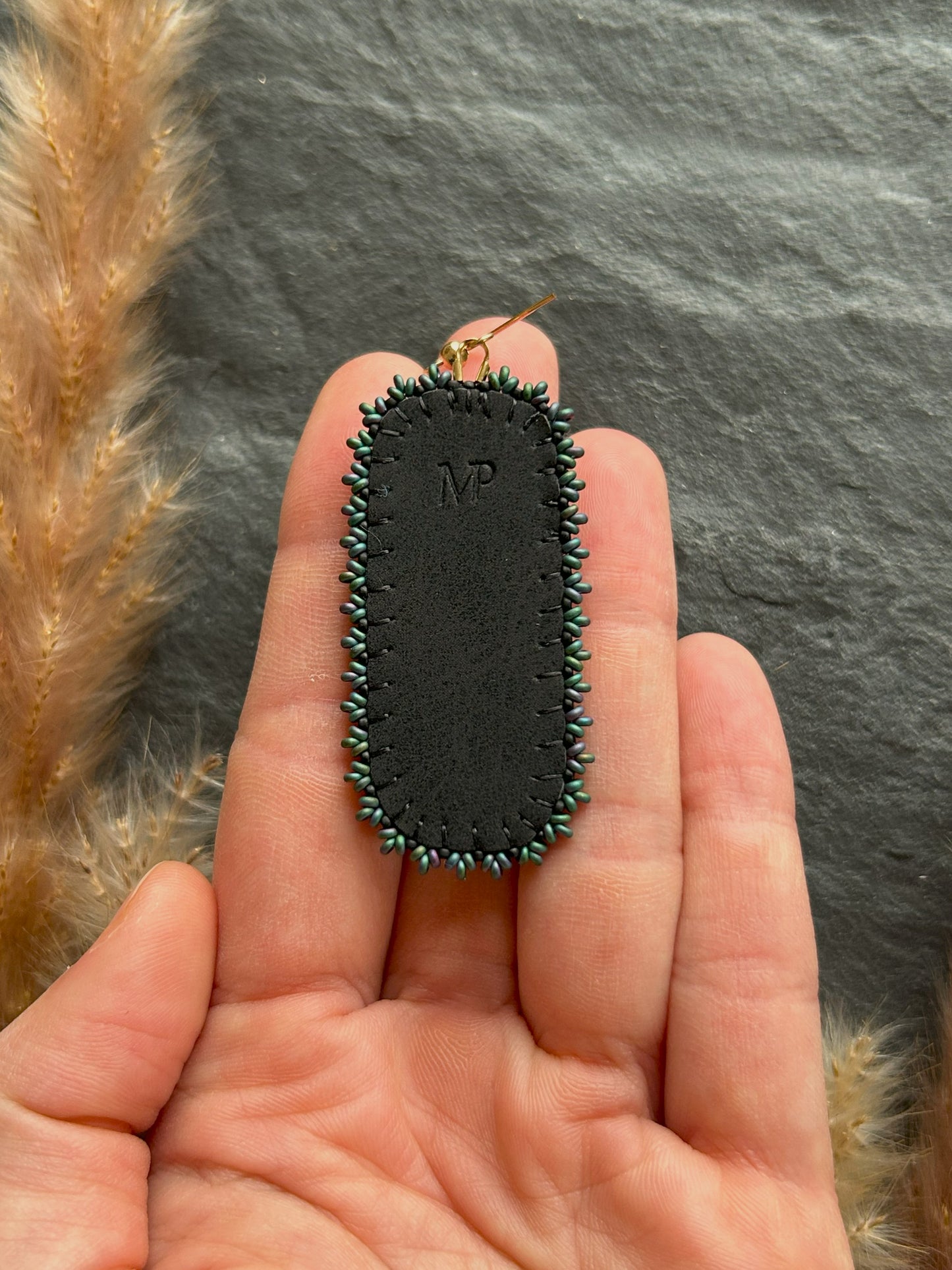 Dangle earrings "Raquel" with labradorite - turquoise & purple