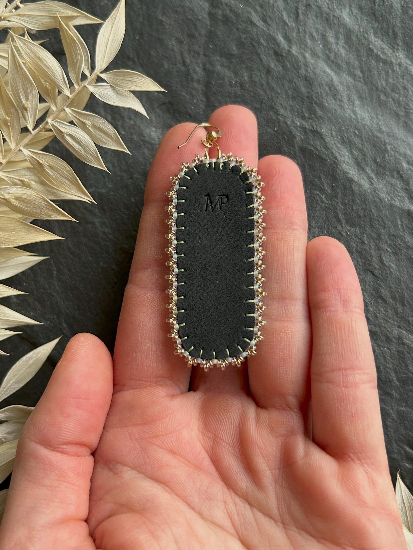 Dangle earrings "Raquel" with labradorite - mint green