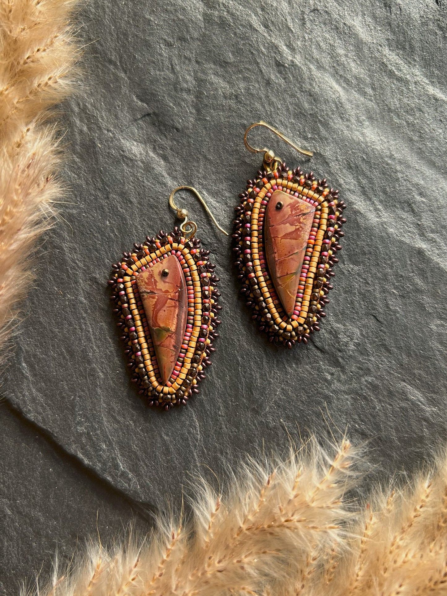 Dangle earrings "Raquel" with jasper - sun-kissed earth