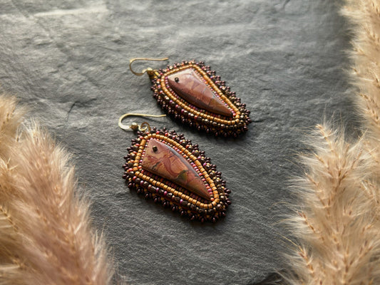 Dangle earrings "Raquel" with jasper - sun-kissed earth