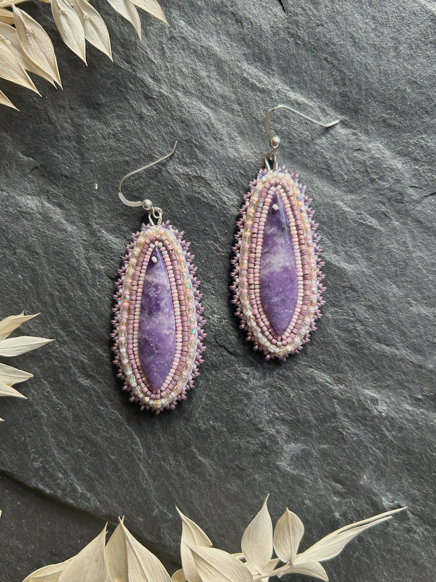 Dangle earrings "Raquel" with lepidolite - pastel purple
