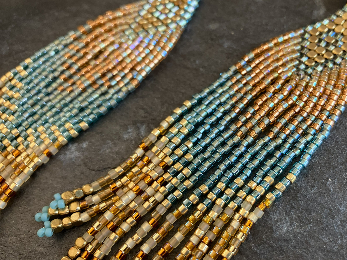 Fringe earrings "Luano" - turquoise & gold