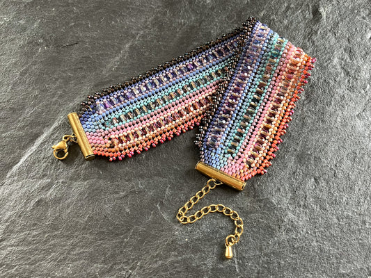 Statement "Coburn" Armband 18cm - ombre Rot, Lila & Blau