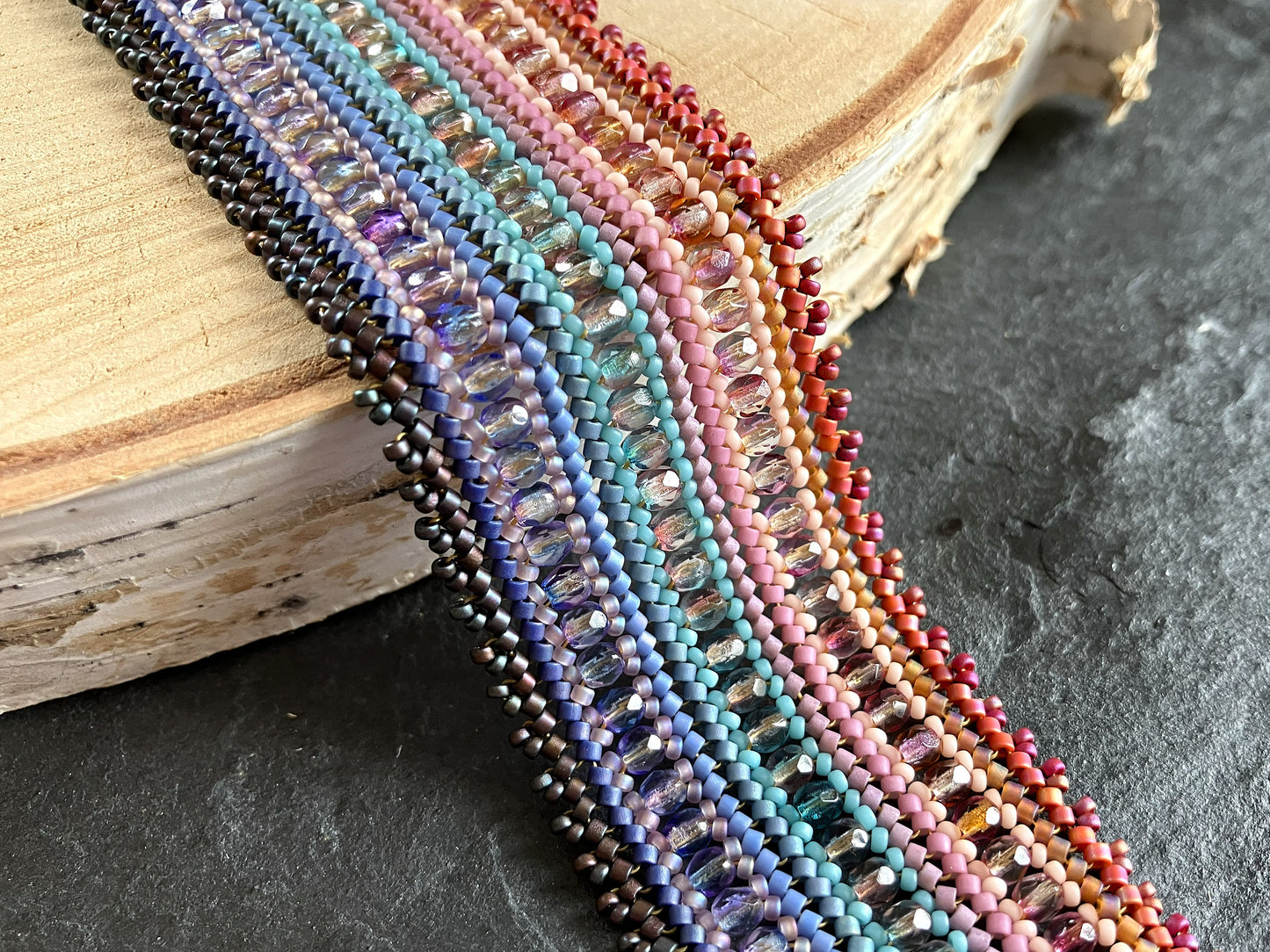Statement "Coburn" Armband 18cm - ombre Rot, Lila & Blau