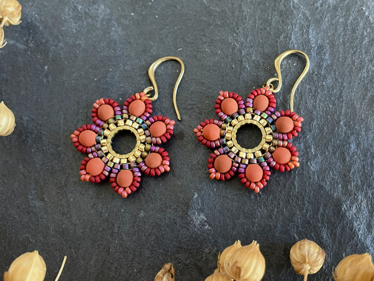 Woven earrings "Girasol" - setting sun