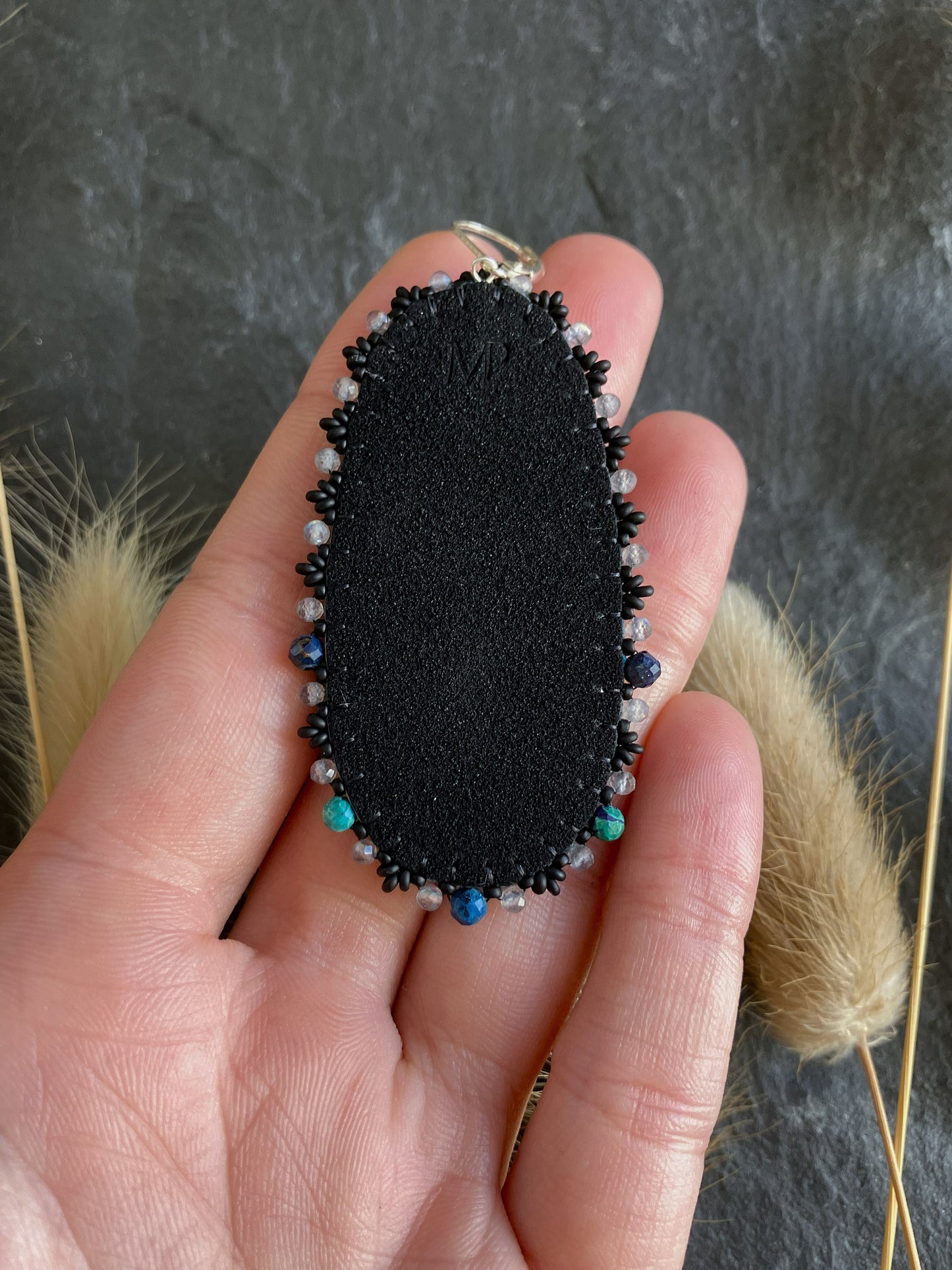 Natural azurite earrings "Liam" - shimmering blue & labradorite