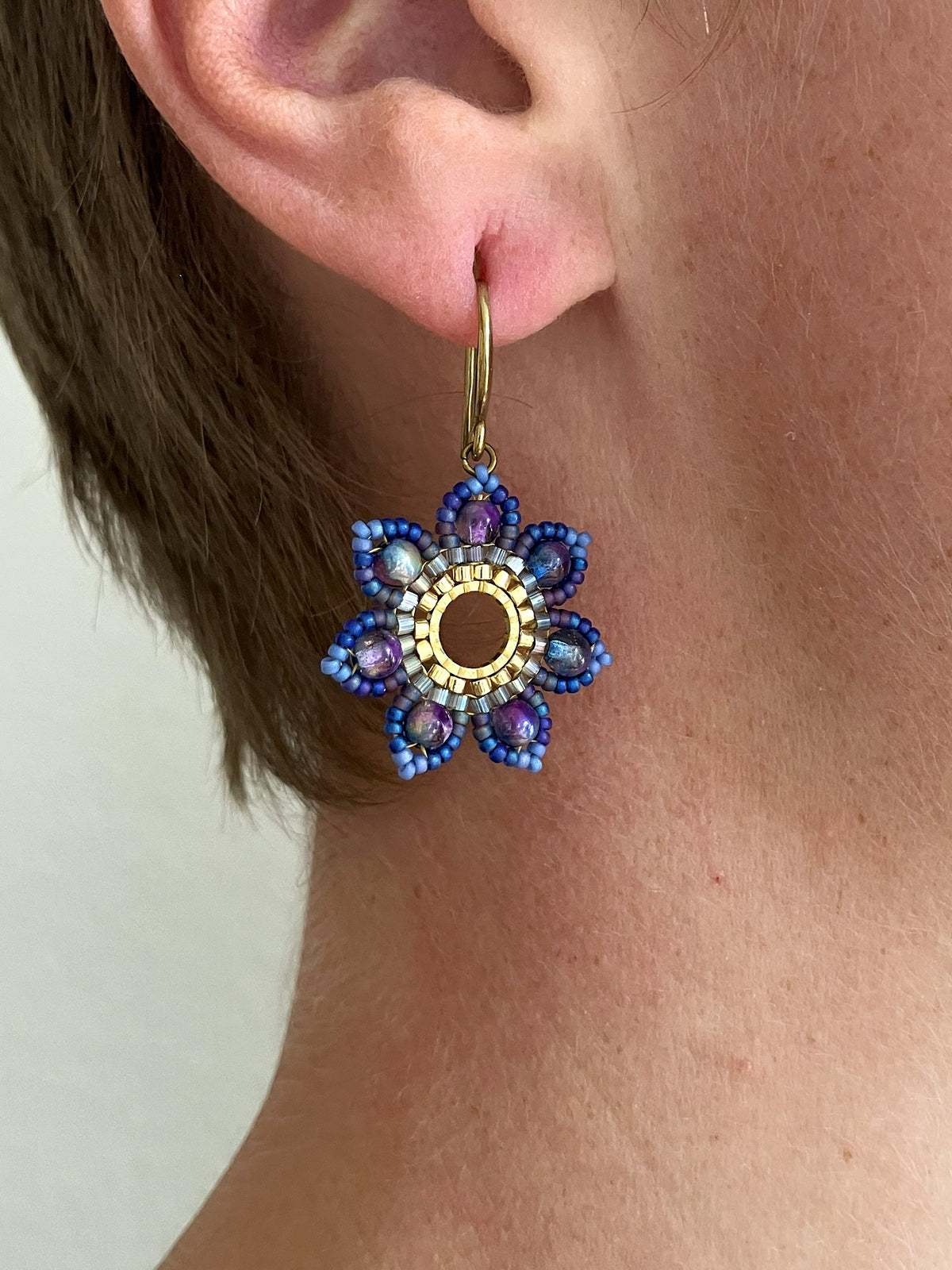 Woven earrings "Girasol" - galaxy