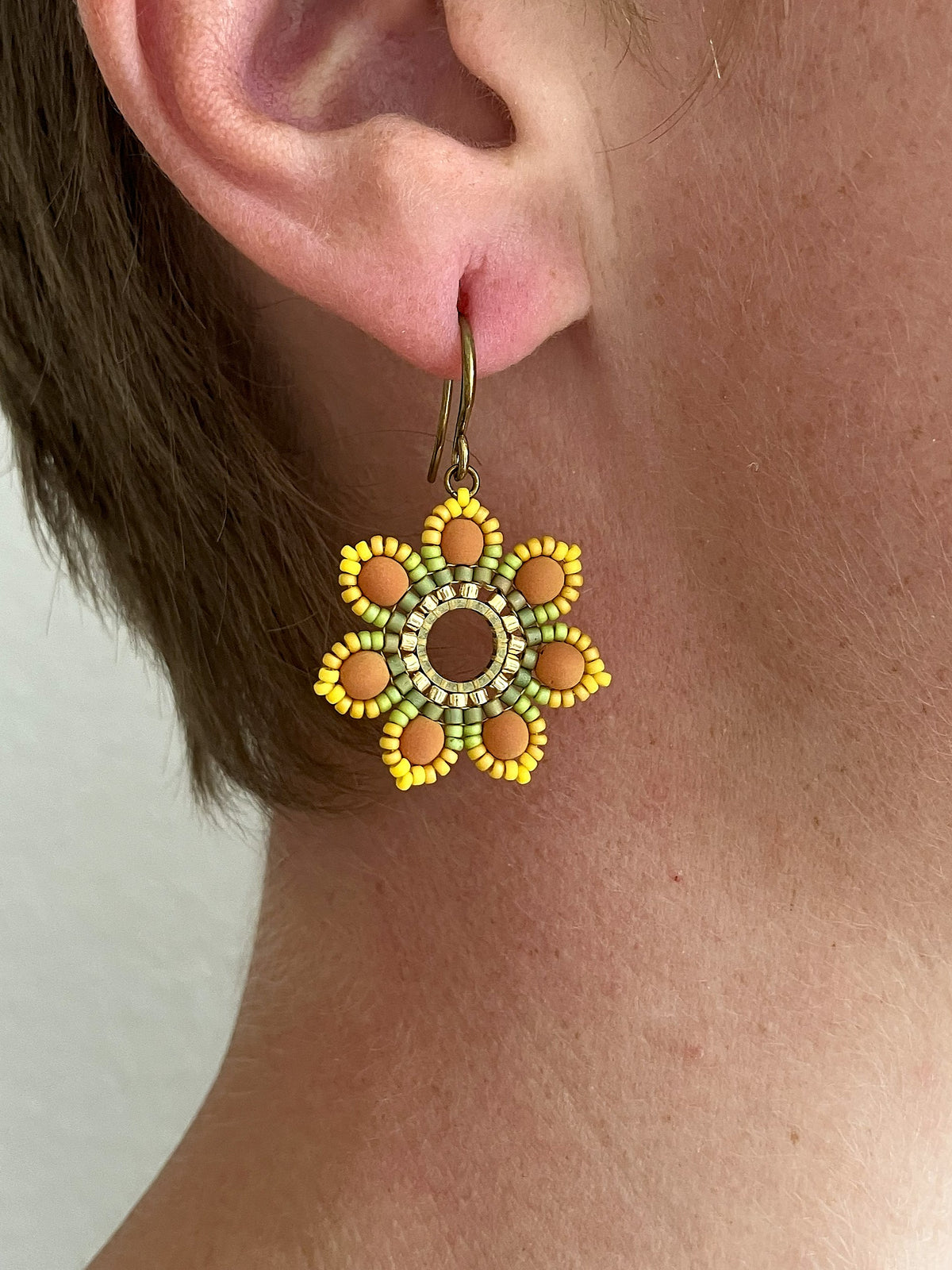 Woven earrings "Girasol" - dandelion