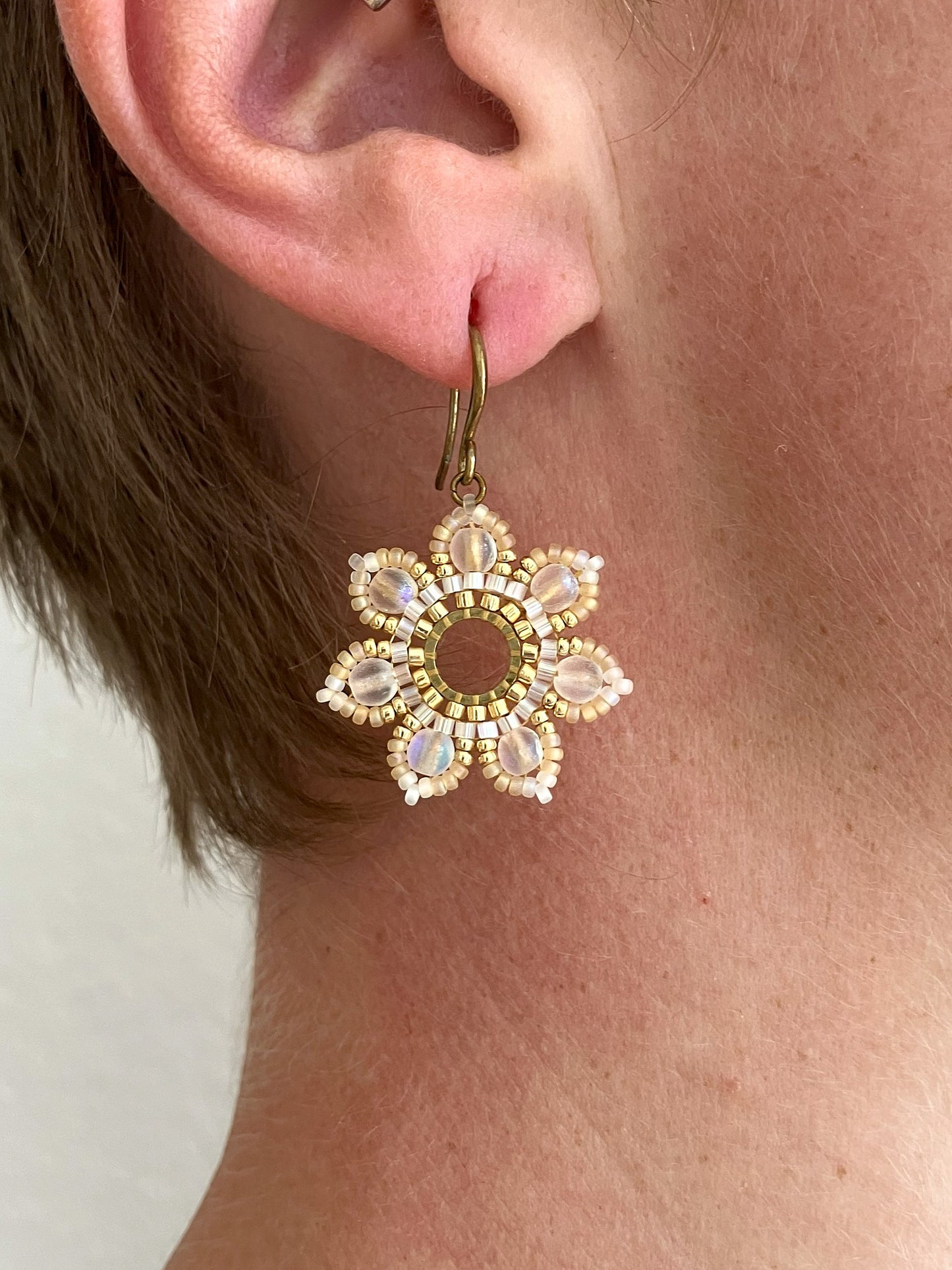 Woven earrings "Girasol" - sparkle