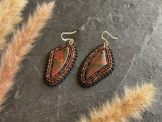 Dangle earrings "Raquel" with jasper - maroon