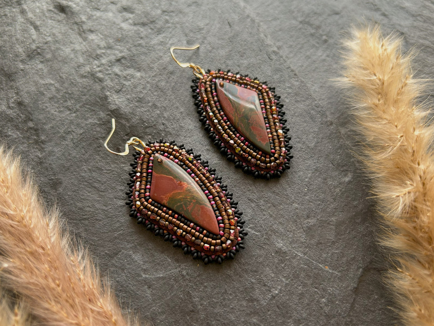 Dangle earrings "Raquel" with jasper - maroon