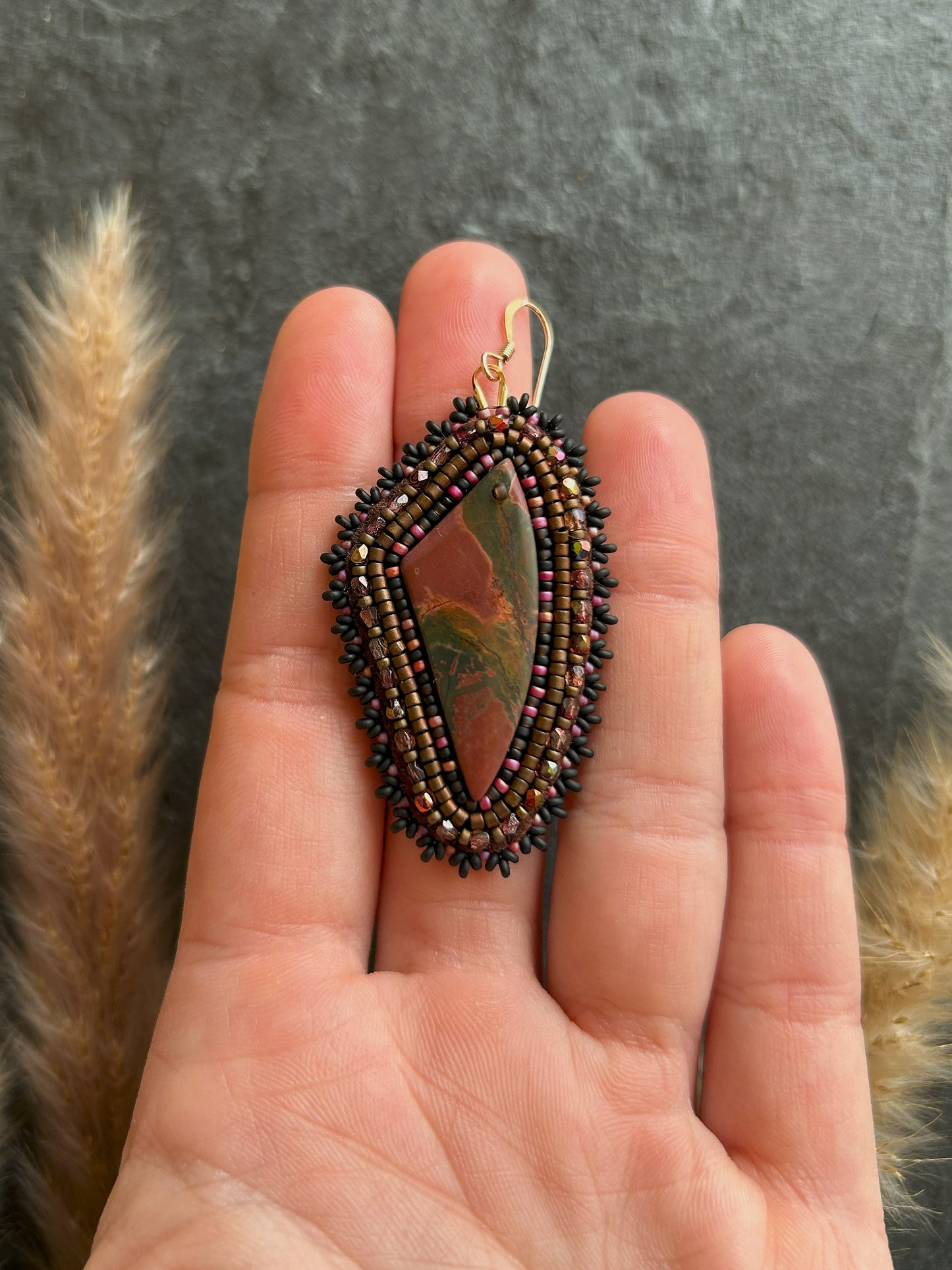 Dangle earrings "Raquel" with jasper - maroon