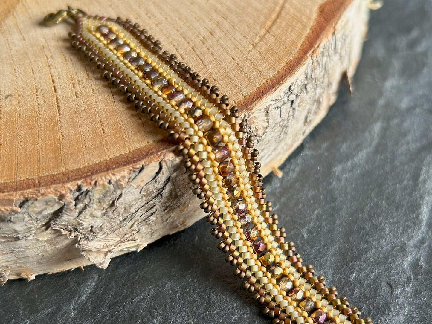 Personalized "Coburn" bracelet - beige & copper