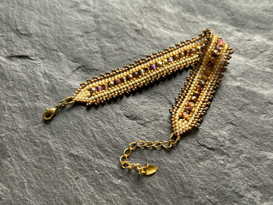 Personalized "Coburn" bracelet - beige & copper