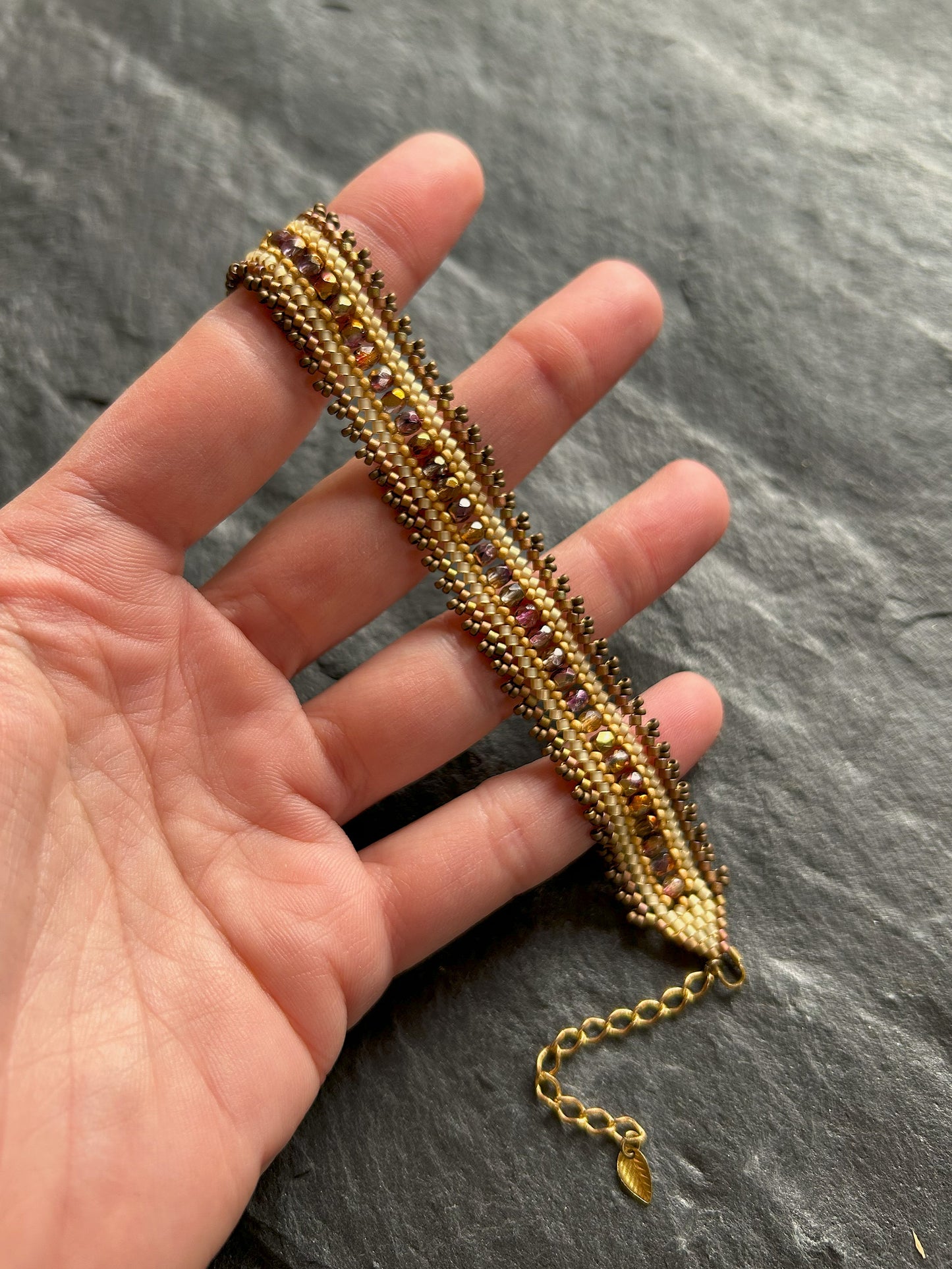 Personalized "Coburn" bracelet - beige & copper