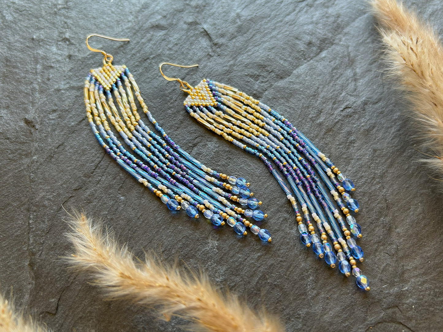 Small earrings "Sheila" - gold & blue