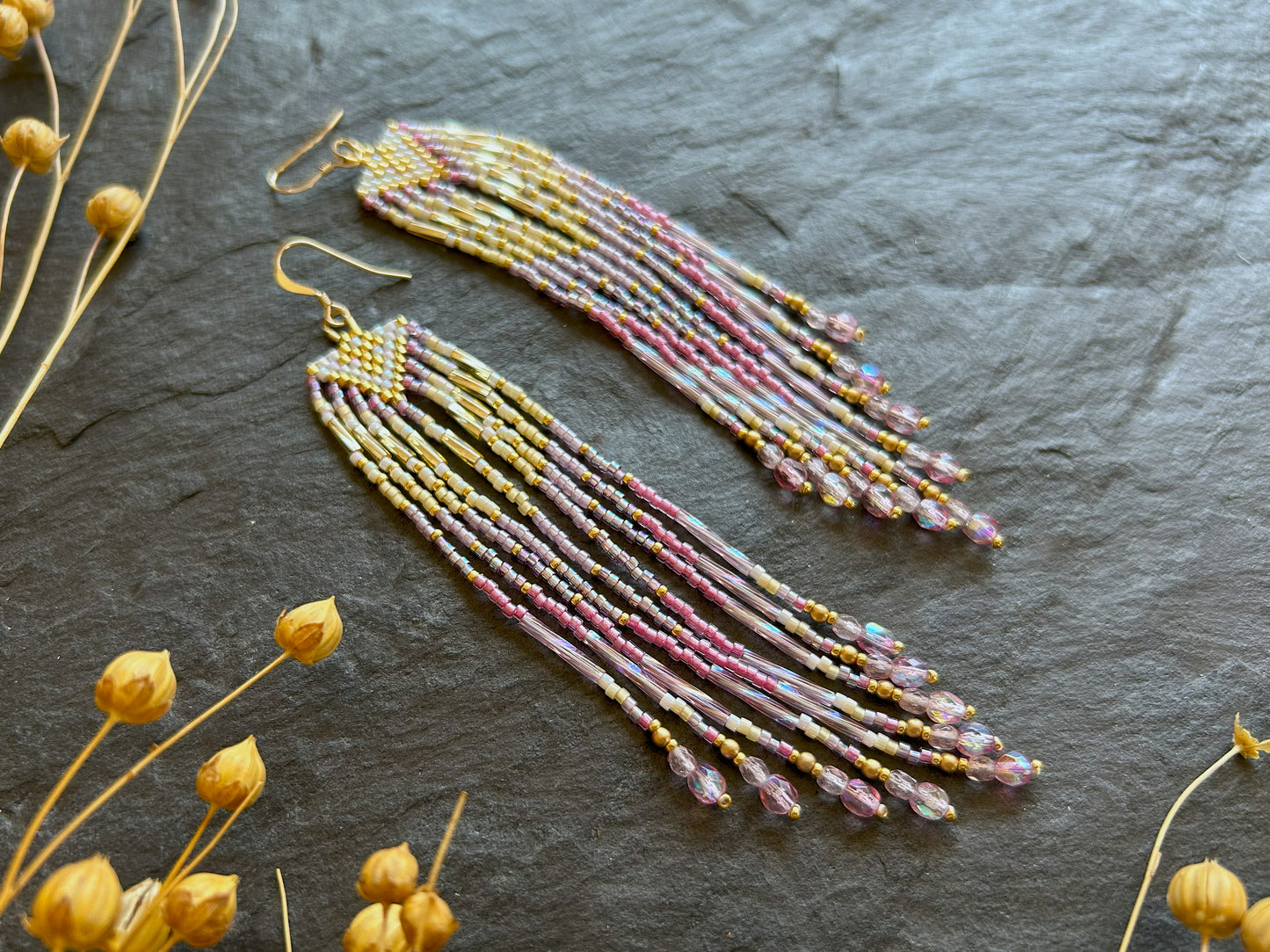 Small earrings "Sheila" - gold & pink