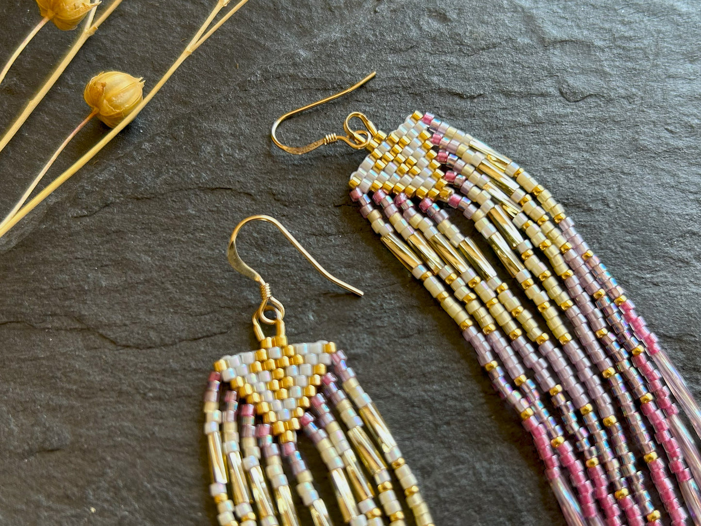 Small earrings "Sheila" - gold & pink