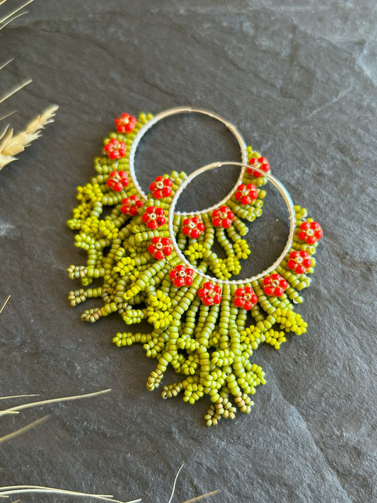 Hoop earrings "Margo" - bloom in red