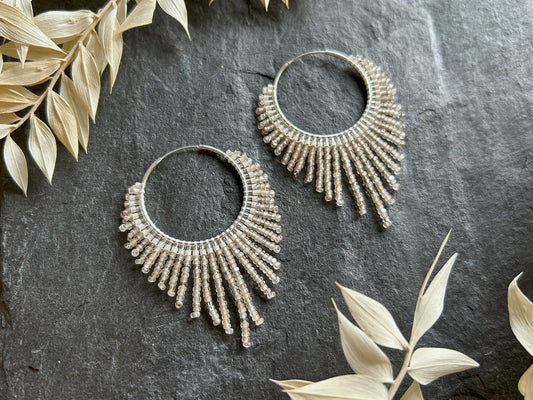 Silver hoop earrings "Celeste" - sand