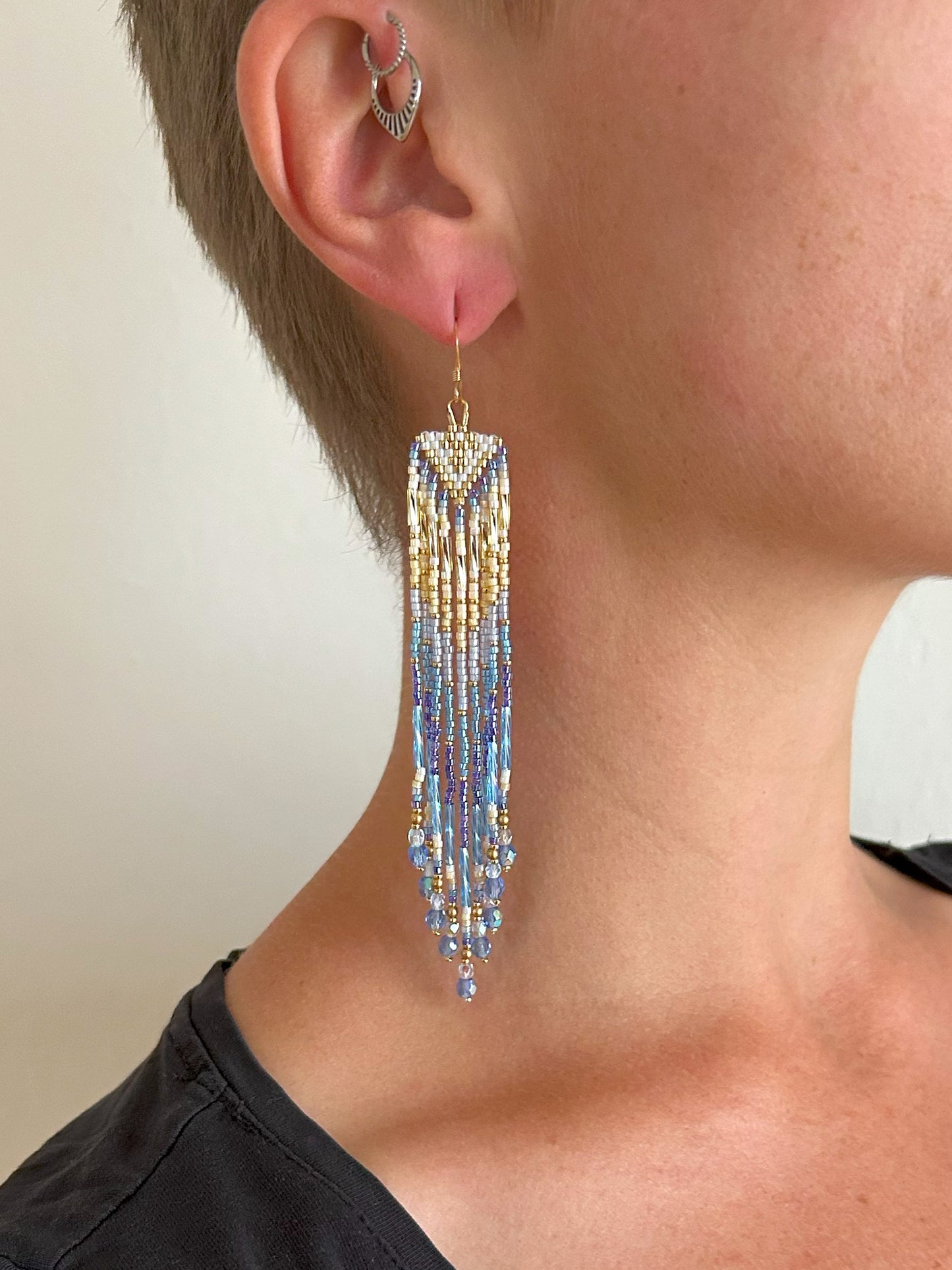 Small earrings "Sheila" - gold & blue