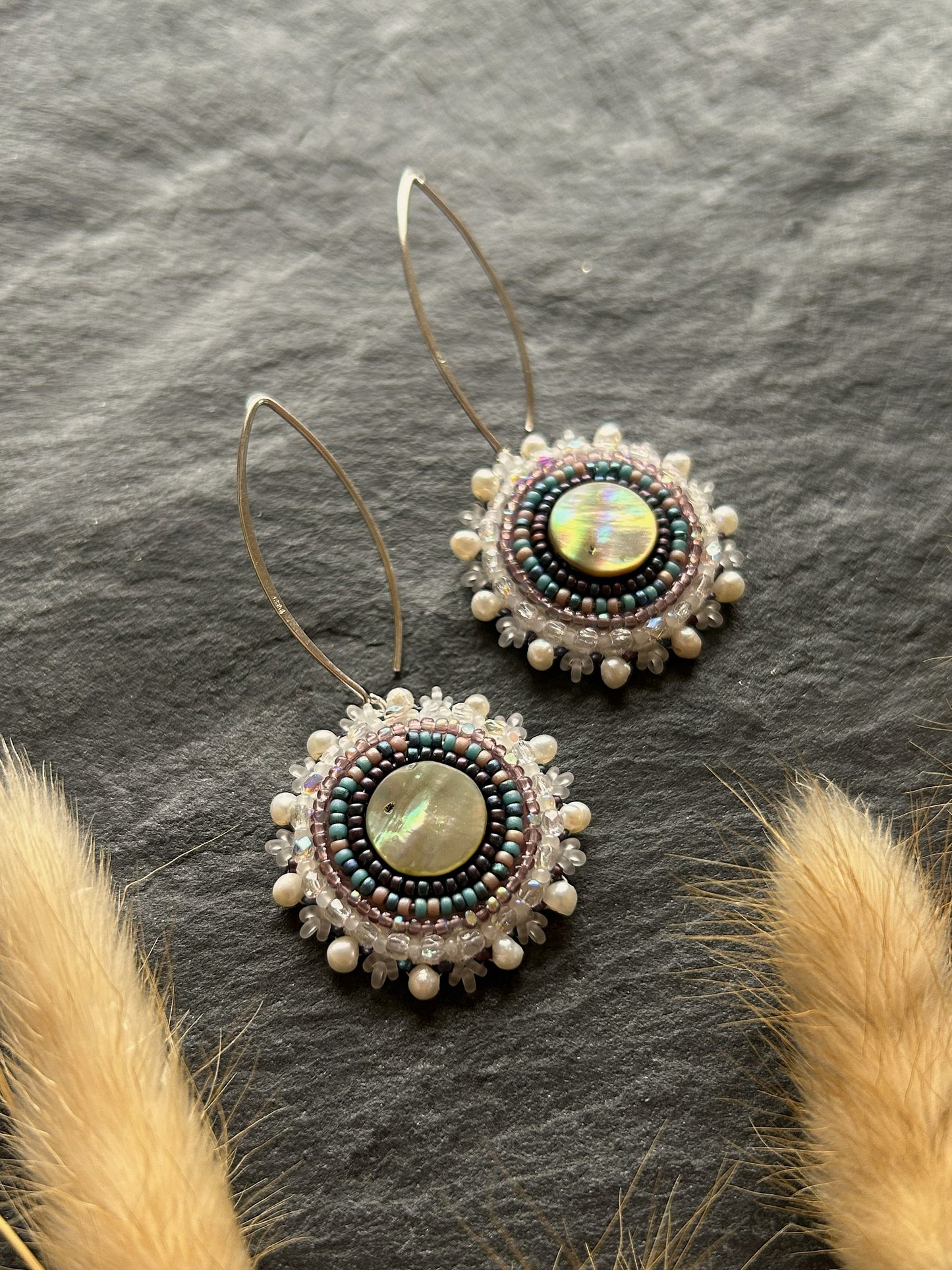 Dangle earrings "Melody" with abalone shell - lilac