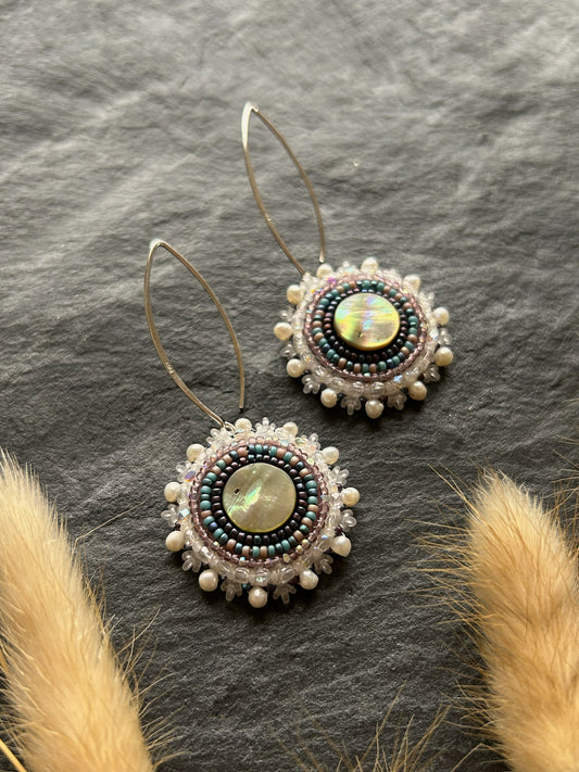 Dangle earrings "Melody" with abalone shell - lilac