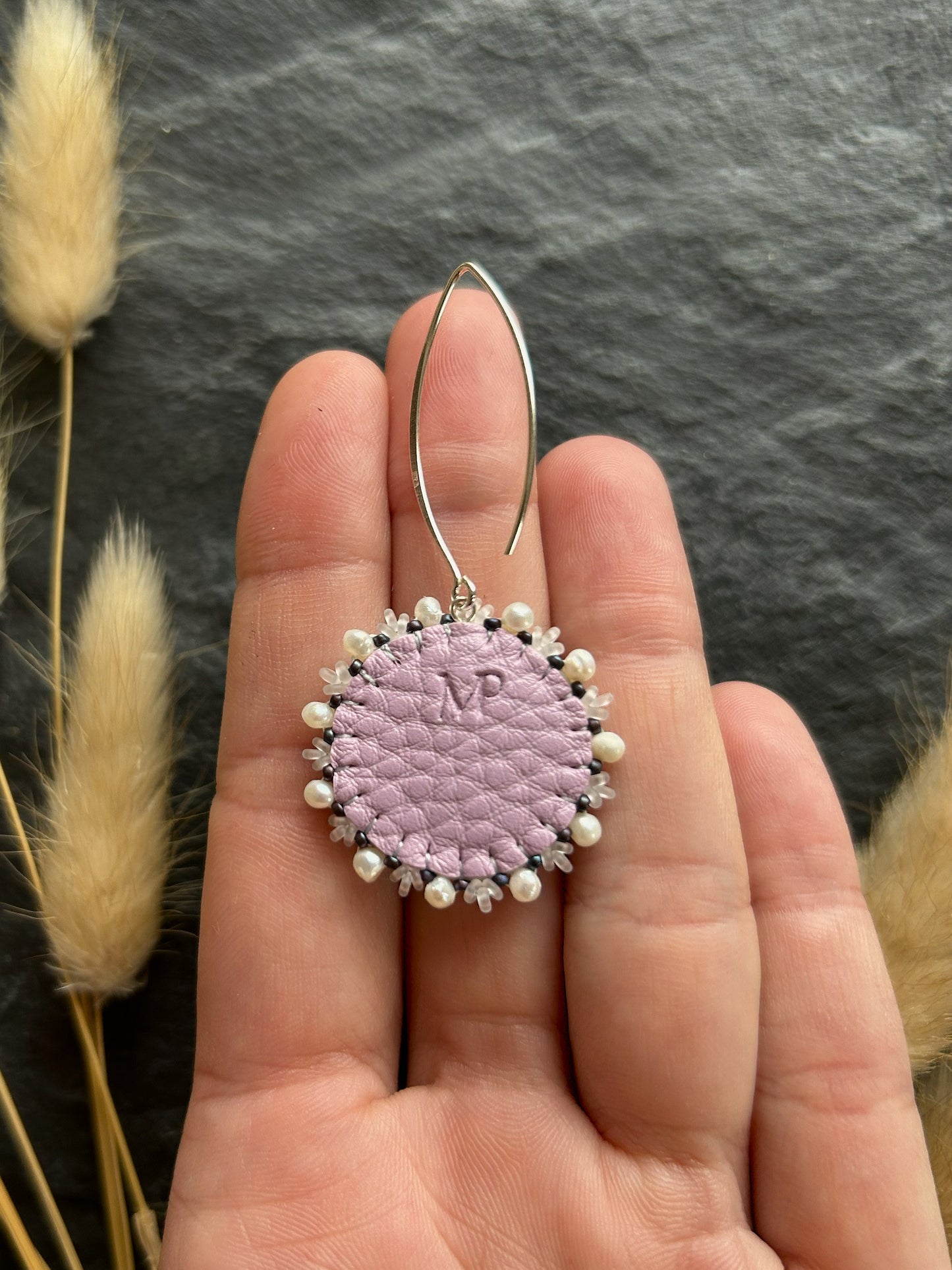 Dangle earrings "Melody" with abalone shell - lilac