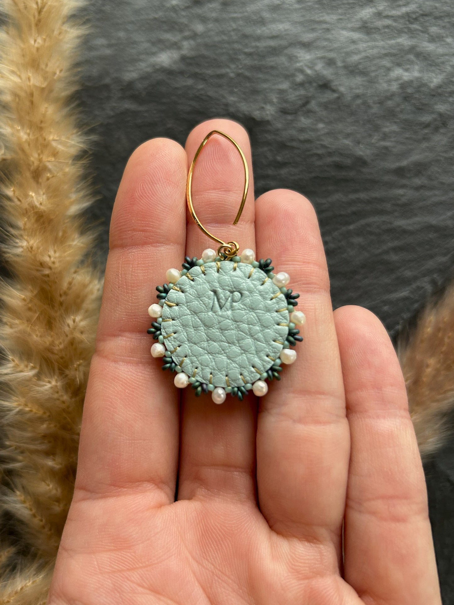 Dangle earrings "Melody" with abalone shell - dark turquoise