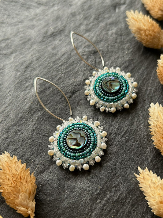Dangle earrings "Melody" with abalone shell - vibrant turquoise