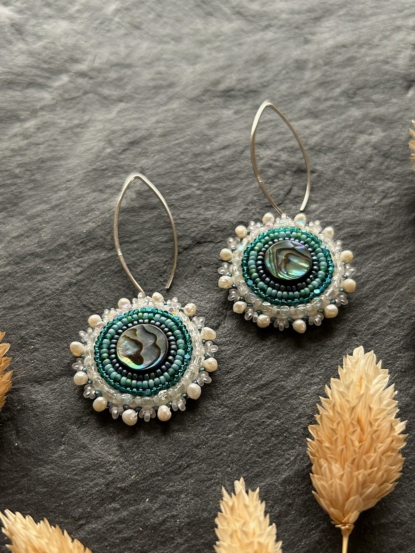 Dangle earrings "Melody" with abalone shell - vibrant turquoise