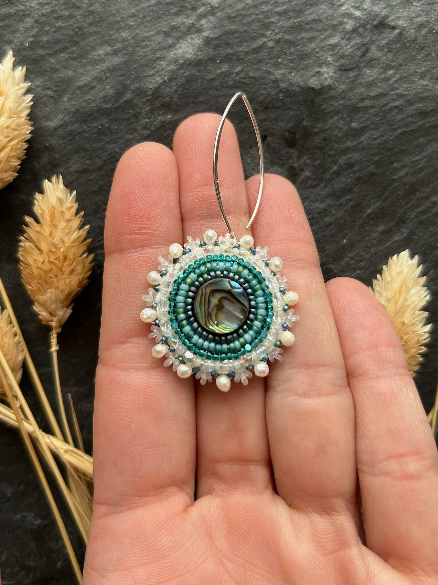 Dangle earrings "Melody" with abalone shell - vibrant turquoise