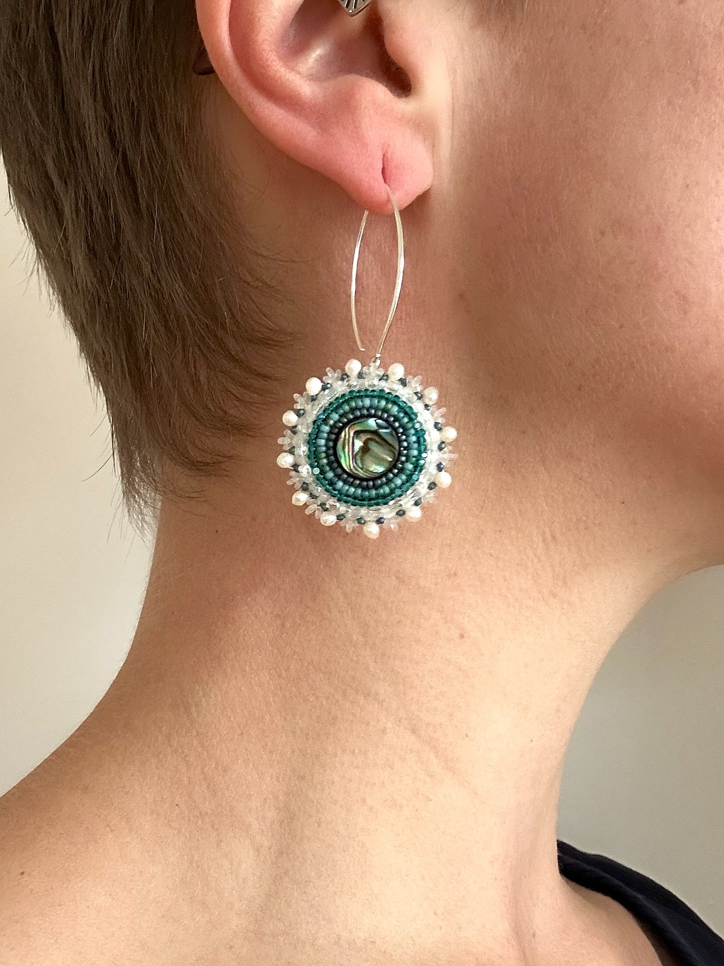 Dangle earrings "Melody" with abalone shell - vibrant turquoise