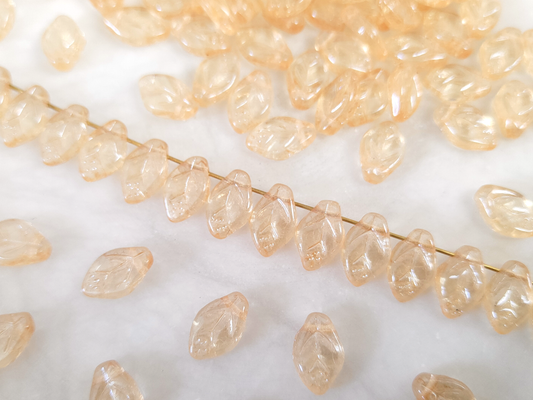 Cherry leaf beads 12mm - warm beige