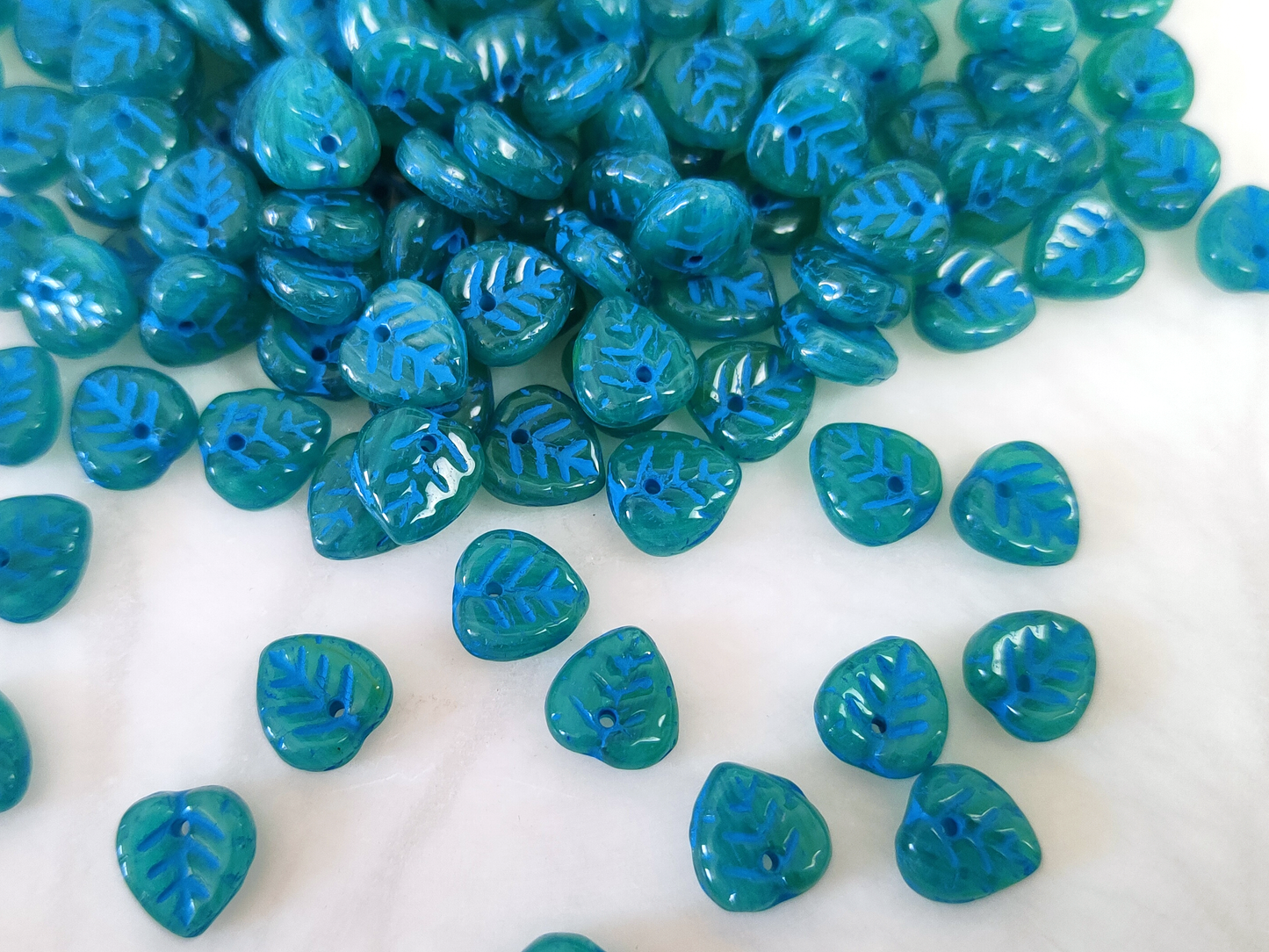 Lindenblätter 9mm - Dunkelgrün & Blau