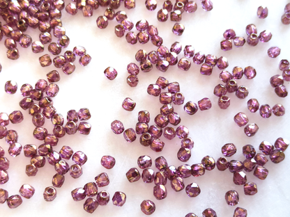 2mm fire-polished beads - purple & luster finish