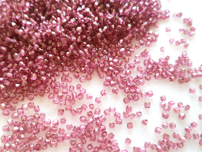 2mm Glasschliffperlen - Pink & Luster Finish