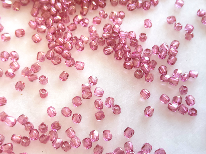 2mm Glasschliffperlen - Pink & Luster Finish