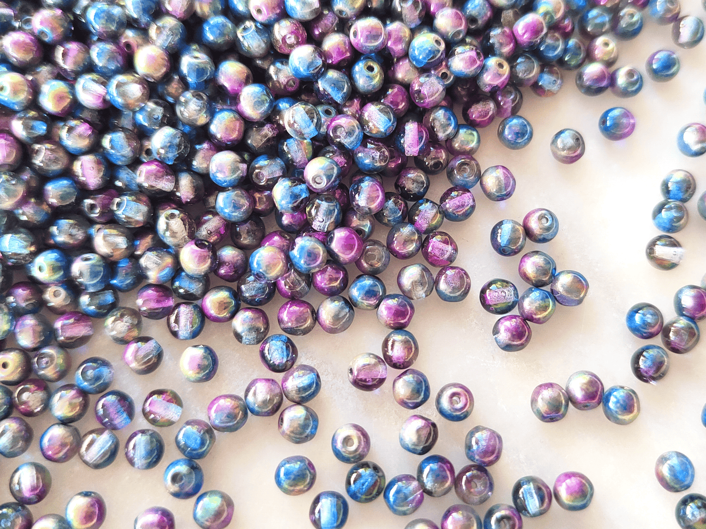 4mm round beads - metallic galaxy