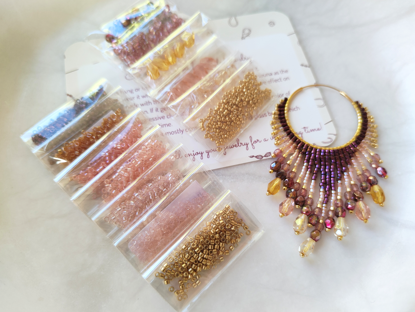 "Lillian" bead kit - flambéed raspberry