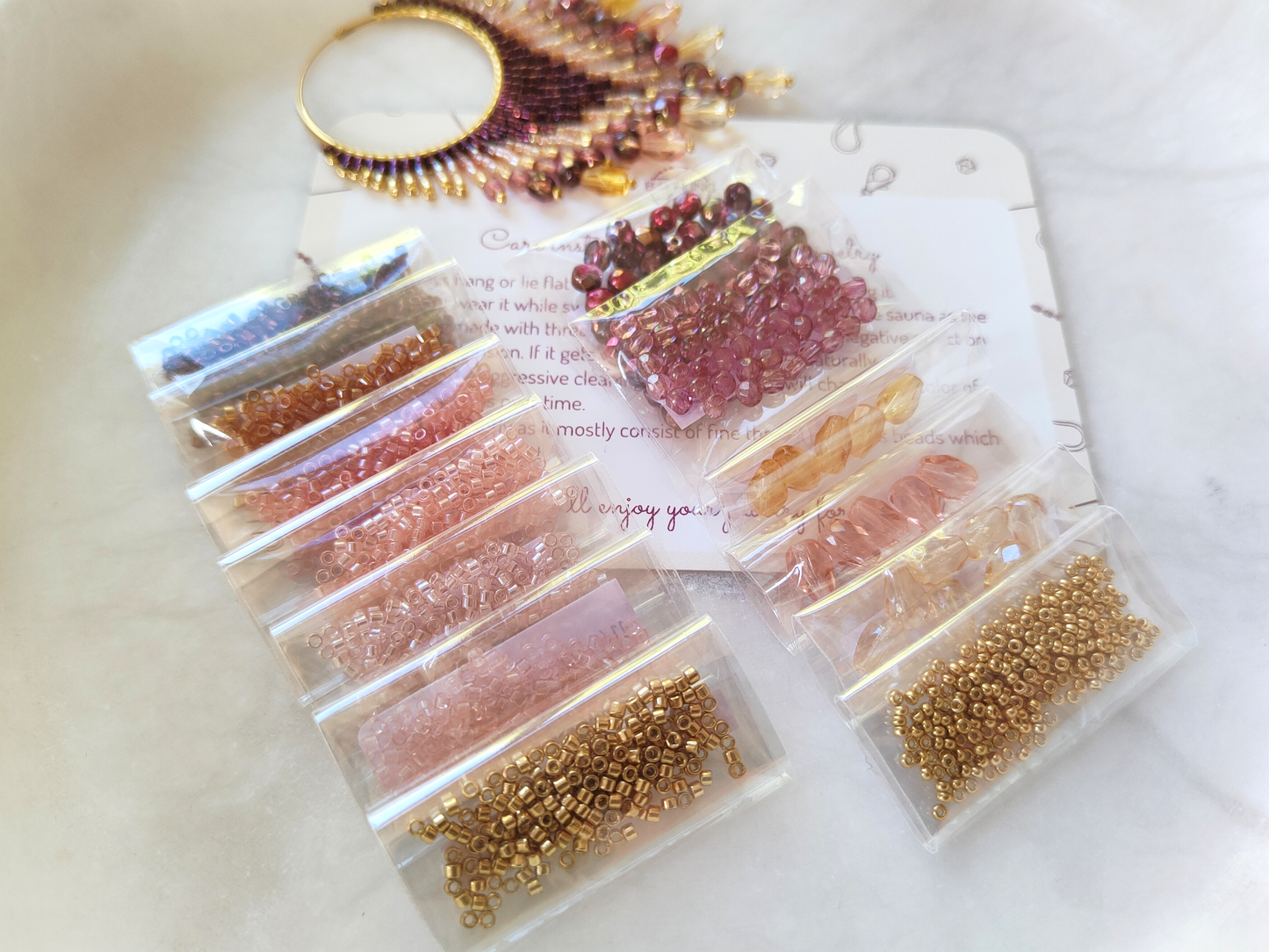 "Lillian" bead kit - flambéed raspberry