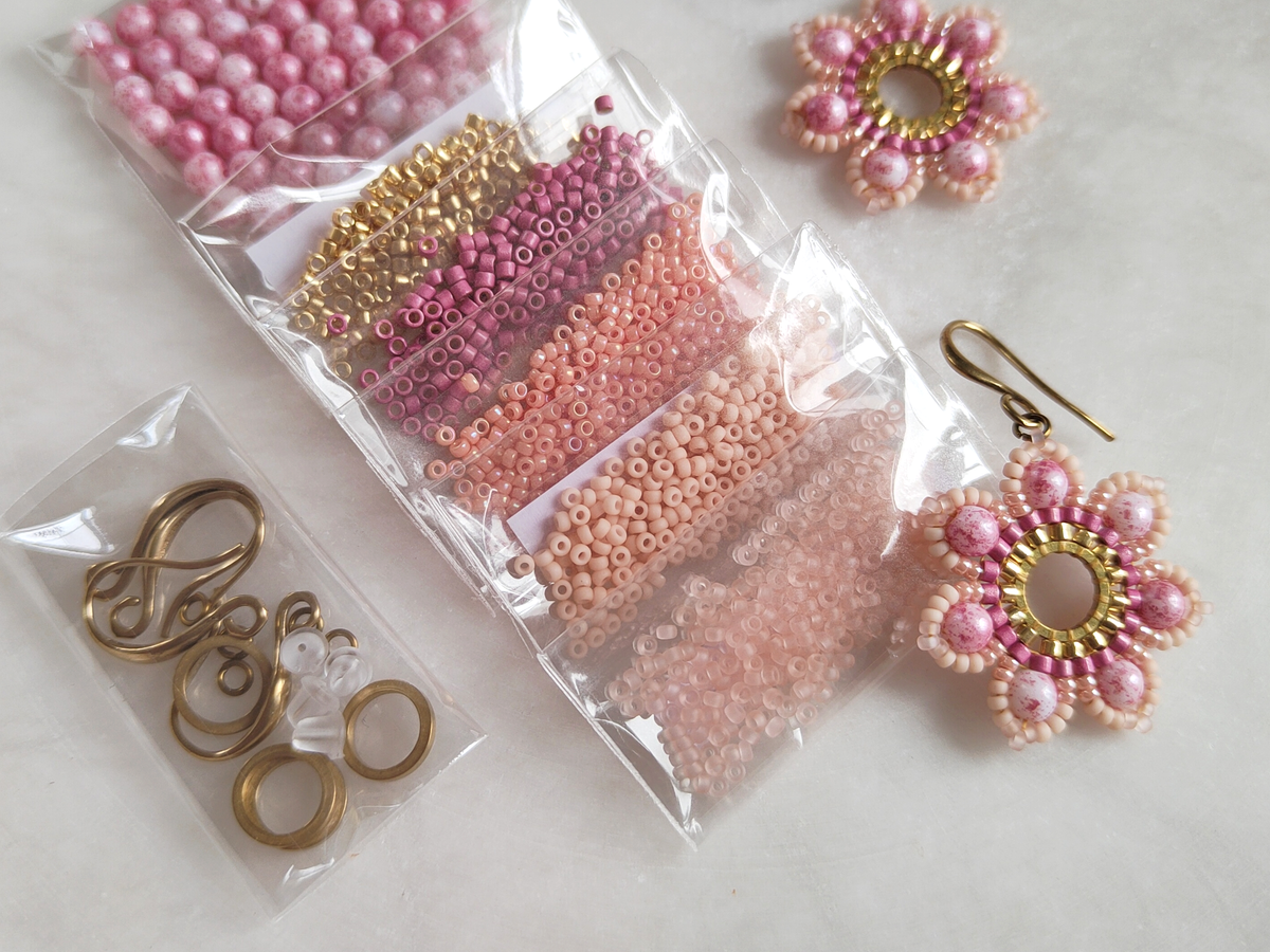 "Girasol" bead & brass kit - cotton candy