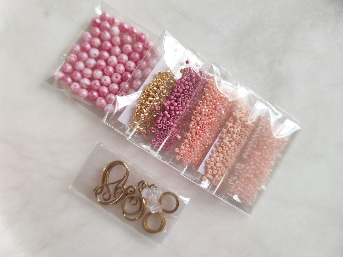 "Girasol" bead & brass kit - cotton candy