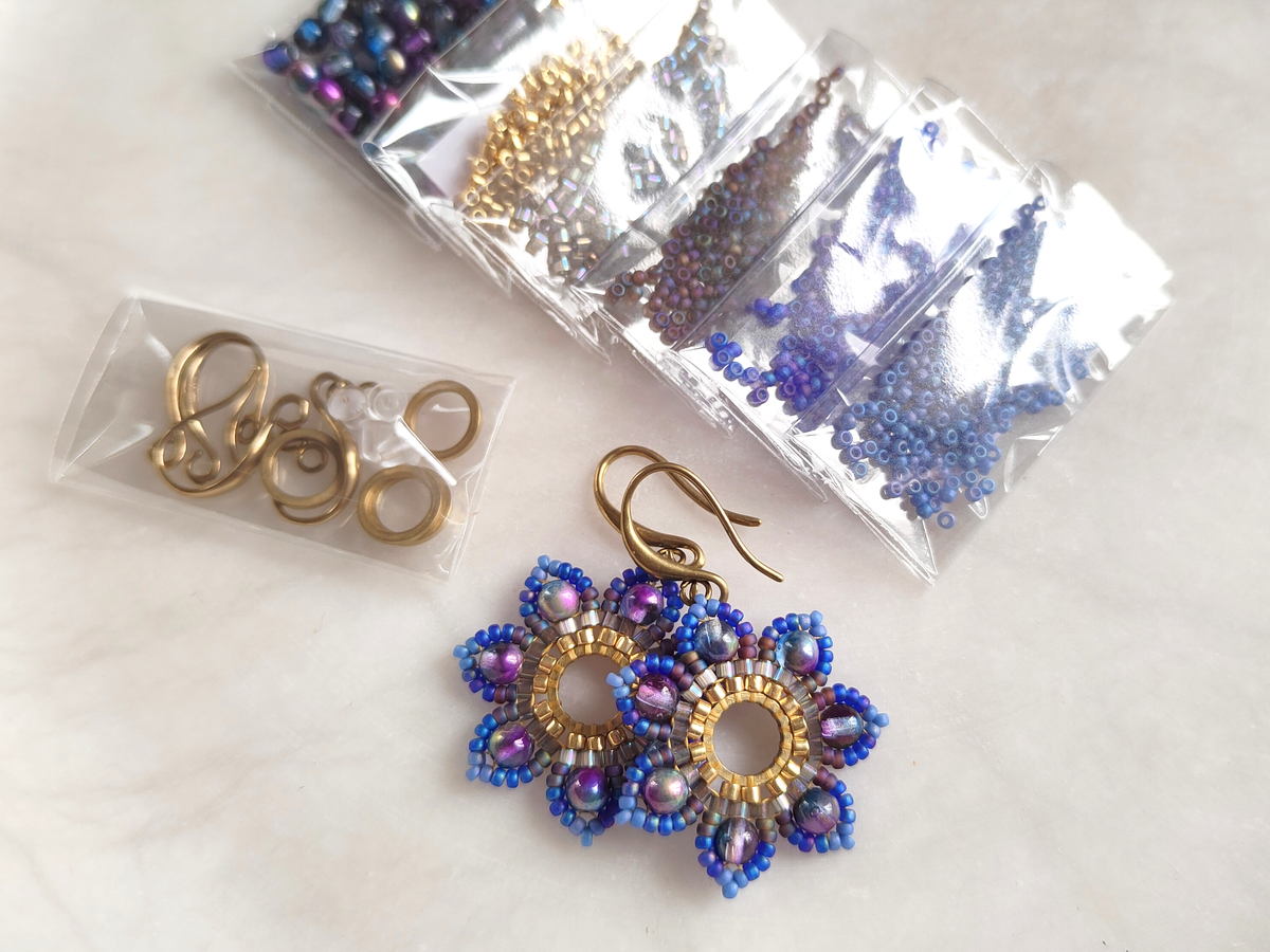 "Girasol" bead & brass kit - galaxy