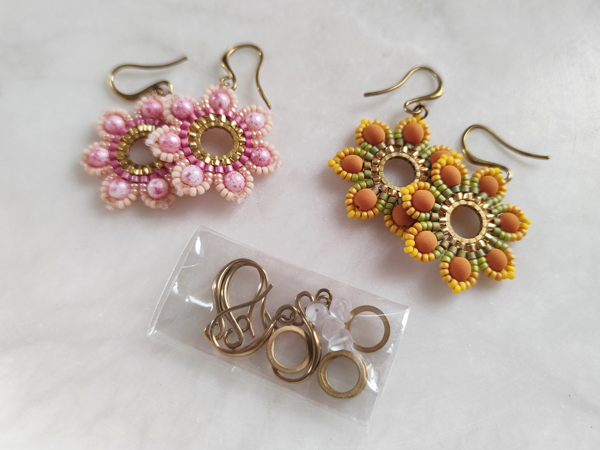 Supply kit for "Girasol" flower earrings