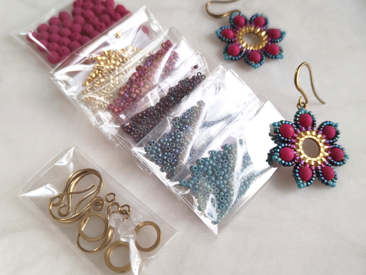 "Girasol" Perlen & Messing-Kit - Hibiskus