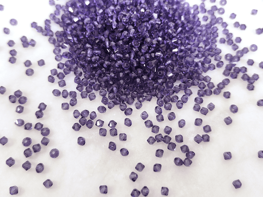 3mm MC bicone beads - dark violet