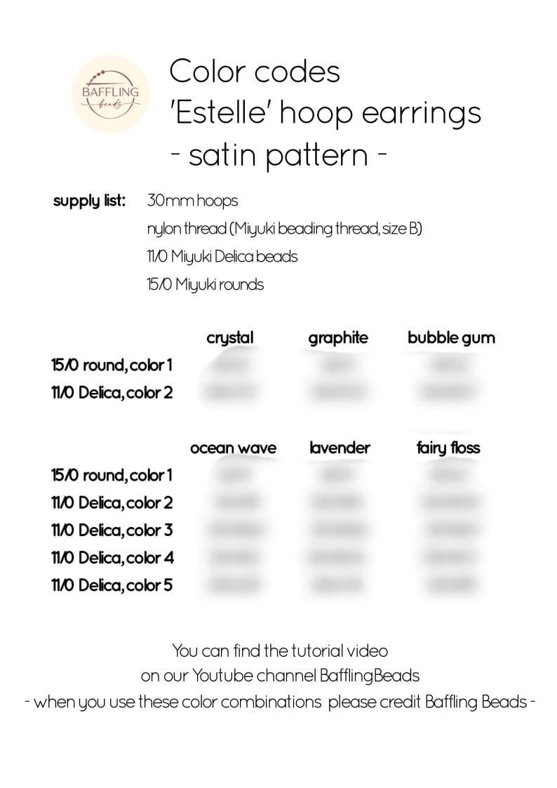 Estelle - bead graph & color codes