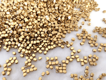 Cuboid brass beads 2mm