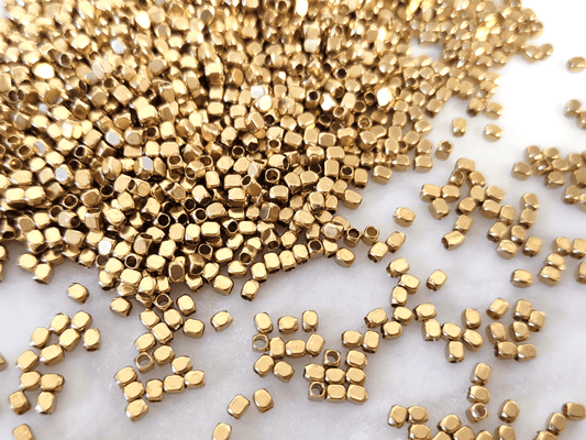 Cuboid brass beads 2mm